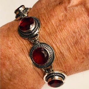 Garnet 925 Sterling Silver Bracelet